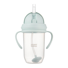 Canpol 56/623 nepralaidus puodelis su šiaudeliu ir svareliu, 270 ml, žalias