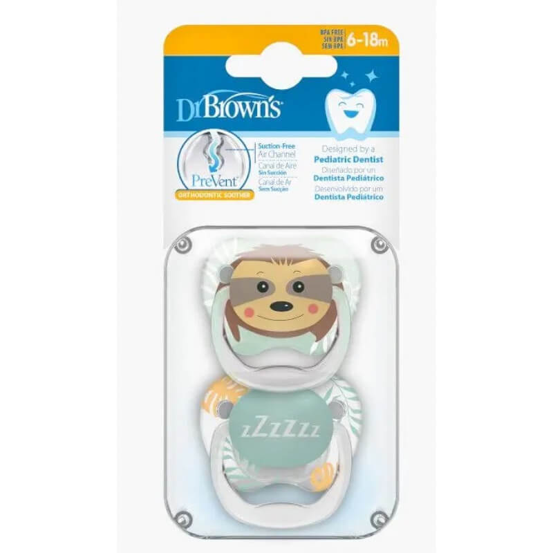 „Dr. Brown’s“ PV22014 čiulptukas „Prevent Butterfly“, 6–18 mėn., kolekcija „Animals“, žalias, 2 vnt.