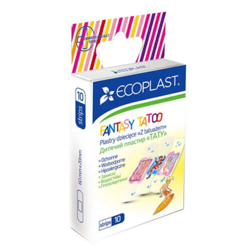 Ecoplast pleistrai N10 su tatuiruotėmis vaikams