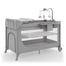 Kinderkraft kelioninė lovytė LEODY UP, pilka, su priedais