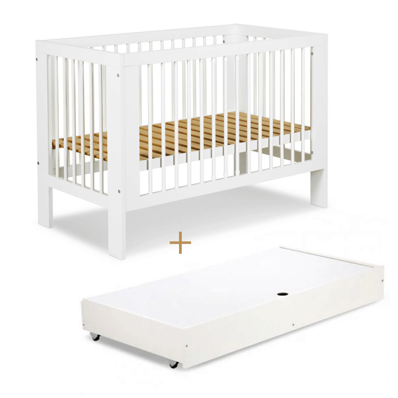 Klups LittleSky OLIVIA lovelė su stalčiumi, 120x60 cm, balta