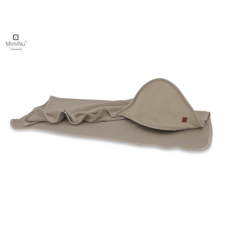 Miminu Kieczmerski – vonios rankšluostis su gobtuvu 100 × 100 cm + plovimo šluostė, MIMINU SOFT kolekcija, mocca spalvos
