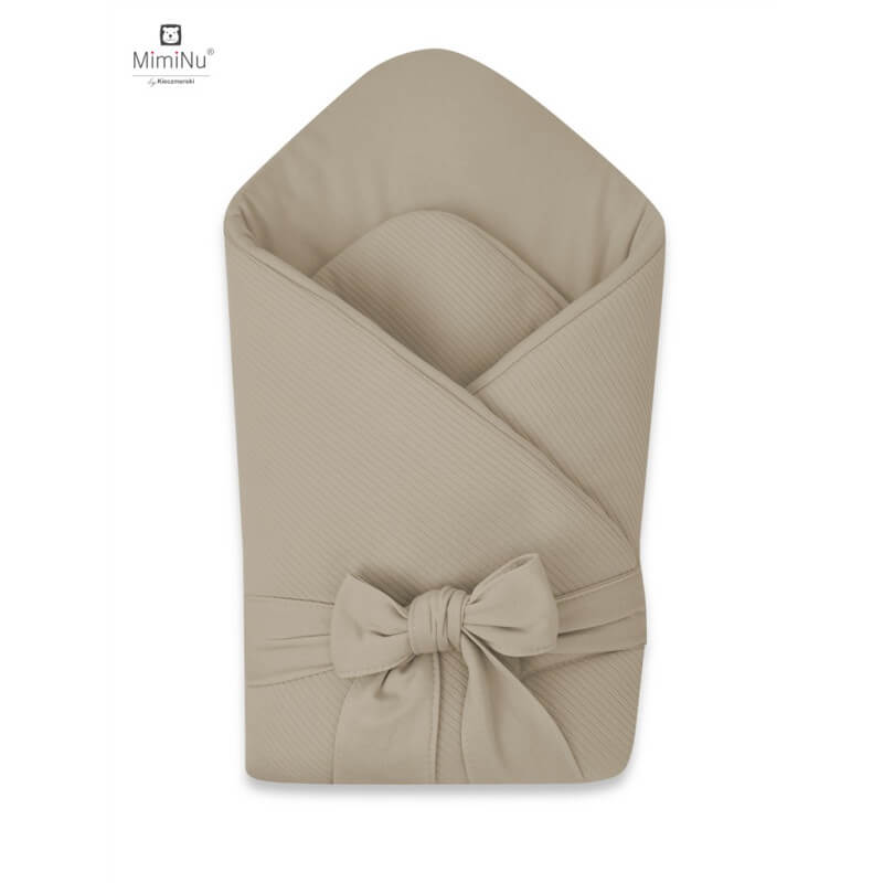 Miminu Kieczmerski – standartinis kūdikio vokelis su raišteliais, MIMINU SOFT kolekcija, 0–3 mėn., mocca spalva