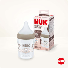 NUK 10215014 – Perfect Match buteliukas su temperatūros kontrole, silikoninis „Širdis“, S dydžio žindukas, 150 ml