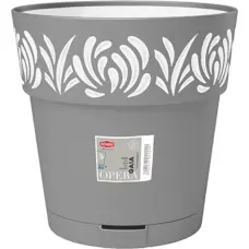 Stefanplast Puķu pods ar paliktni Gaia Ø30x29cm pelēks