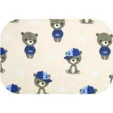 Ega Kids Diaper - 28616 - TETRA PRINT - EGA - BEAR in HAT - ECRU  - size 70x80 cm