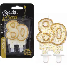 Žvakė „80“ su auksiniu kontūru